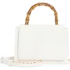 Olga Berg Harley Bamboo Handle Crossbody Bag In White