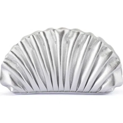 Olga Berg Hollie Pleated Faux Leather Frame Clutch In White