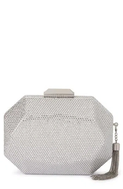 Olga Berg Hotfix Tassel Structured Clutch In Silver