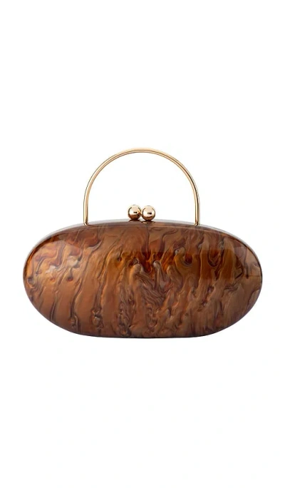 Olga Berg Imelda Acrylic Top Handle Bag In Chocolate