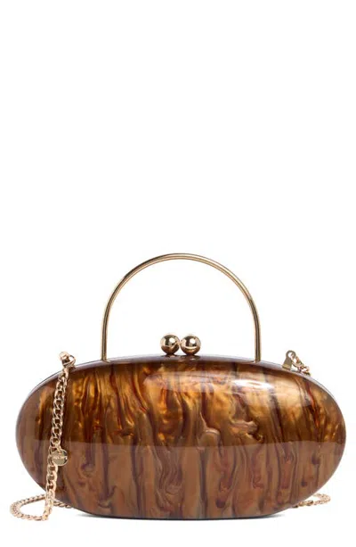 Olga Berg Imelda Acrylic Top Handle Bag In Brown
