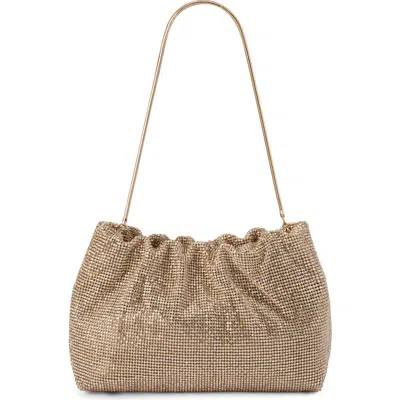 Olga Berg Jessie Crystal Mesh Pouch In Brown