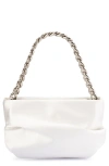 Olga Berg Jule Satin Top Handle Bag In White