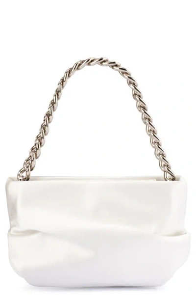 Olga Berg Jule Satin Top Handle Bag In White