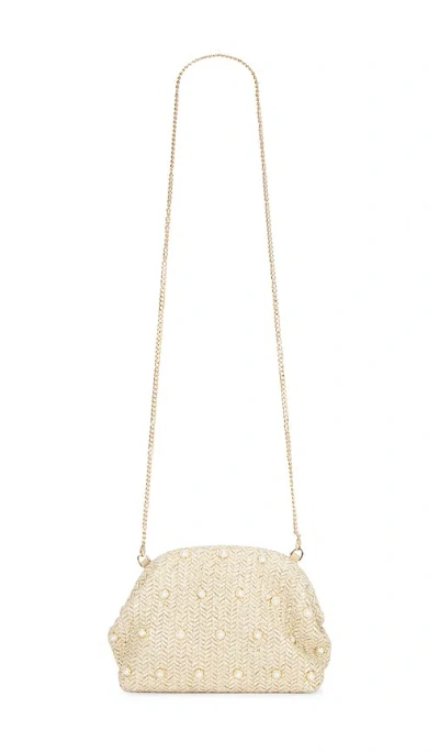 Olga Berg Kaia Studded Woven Clutch In Natural