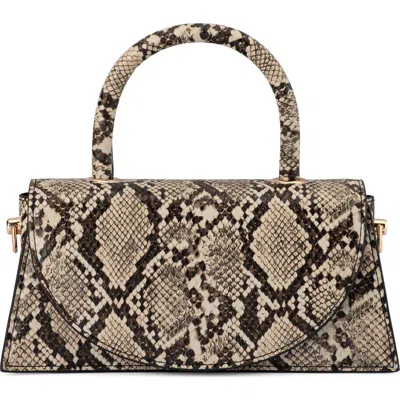 Olga Berg Kendall Snakeskin Embossed Faux Leather Top Handle Bag In Brown