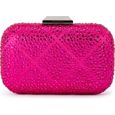 Olga Berg Keren Crystal Hotfix Frame Clutch In Fuchsia