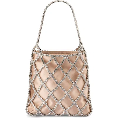 Olga Berg Kit Crystal Cage Top Handle Bag In Silver