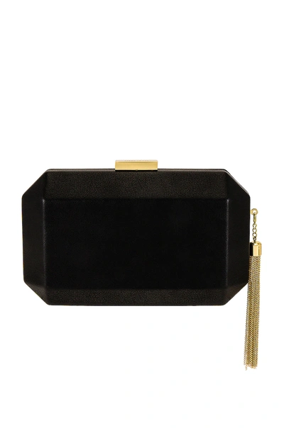 Olga Berg Lia Facetted Clutch With Tassel In Black & Gold