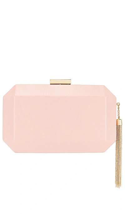 Olga Berg Lia Facetted Clutch With Tassel In Blush & Gold
