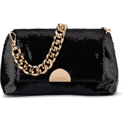 Olga Berg Lily Sequin Shoulder Bag In Black