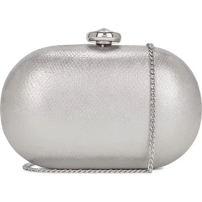 Olga Berg Marta Metallic Clutch In Silver