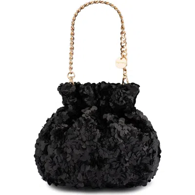 Olga Berg Mattie Sequin Top Handle Bag In Black