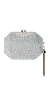 Olga Berg Matty Crystal Clutch In Metallic Silver