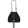 Olga Berg Mika Crystal Drawstring Top Handle Bag In Black