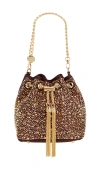 Olga Berg Mika Crystal Pouch In 巧克力色