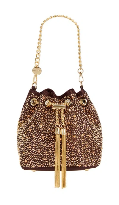 Olga Berg Mika Crystal Pouch In 巧克力色