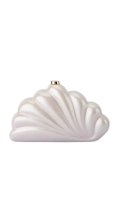 Olga Berg Millie Acrylic Clutch In Cream Pearl