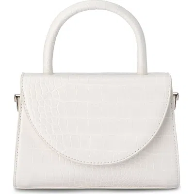 Olga Berg Nadia Croc Embossed Faux Leather Top Handle Bag In White