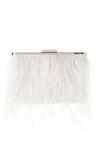 Olga Berg Ostrich Feather Embellished Clutch