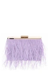 Olga Berg Ostrich Feather Embellished Clutch In Purple