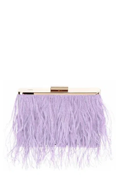 Olga Berg Ostrich Feather Embellished Clutch In Purple