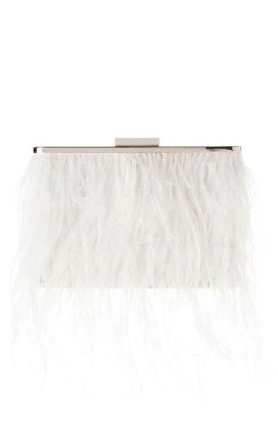 Olga Berg Ostrich Feather Embellished Clutch