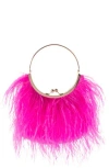 Olga Berg Penny Feathered Frame Bag In Pink