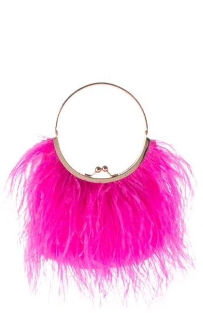 Olga Berg Penny Feathered Frame Bag In Pink
