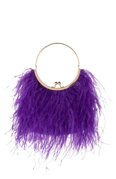 Olga Berg Penny Feathered Frame Bag In Purple