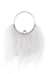Olga Berg Penny Feathered Frame Bag In White