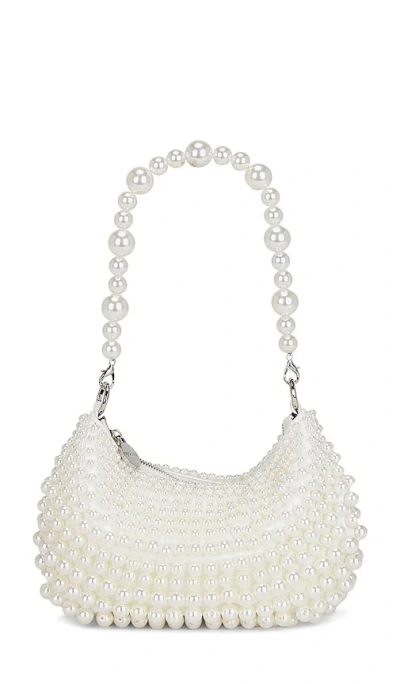 Olga Berg Pia Pearl Croissant Bag In White