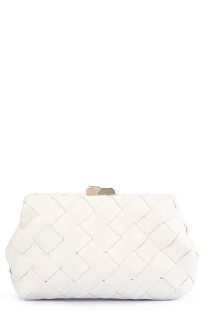 Olga Berg Quinn Woven Clutch In White