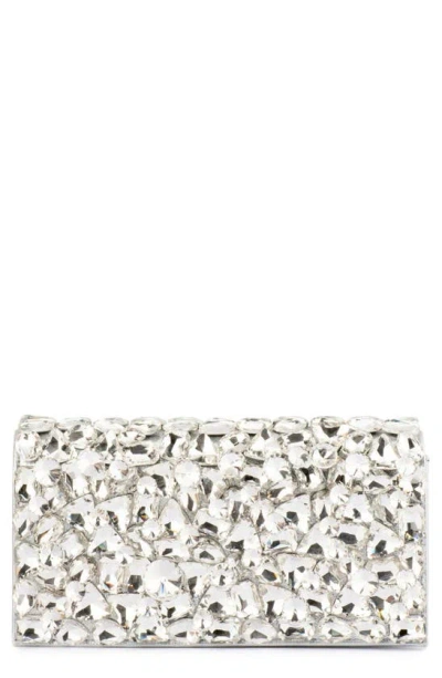 Olga Berg Renata Crystal Encrusted Clutch In Silver