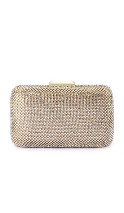 Olga Berg Ronny Crystal Mesh Clutch In Champagne