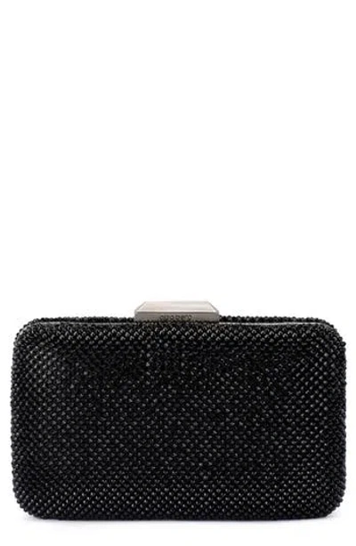 Olga Berg Ronny Crystal Mesh Frame Clutch In Black