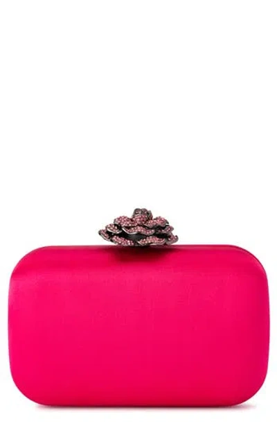 Olga Berg Rosa Crystal Lock Frame Clutch In Pink