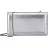 Olga Berg Rosie Metallic Faux Leather Convertible Shoulder Bag In Silver