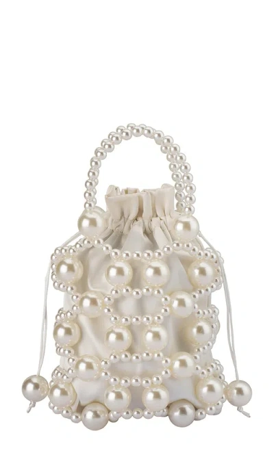 Olga Berg Sammy Beaded Cage Bag In Neutral