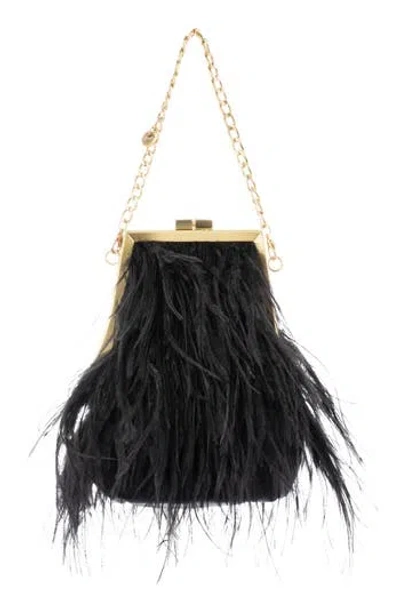 Olga Berg Sara Feather Frame Clutch In Black