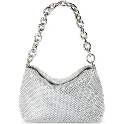 Olga Berg Skylar Ball Mesh Shoulder Bag In Silver