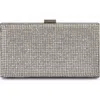 Olga Berg Stef Crystal Box Frame Clutch In Silver
