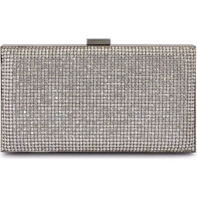 Olga Berg Stef Crystal Box Frame Clutch In Silver