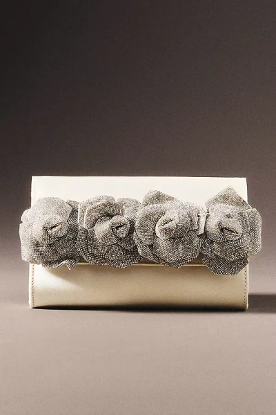 Olga Berg Stella Rosette Clutch Bag In White