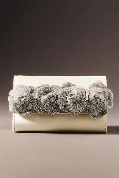 Olga Berg Stella Rosette Clutch Bag In White