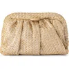 Olga Berg Stevie Pleated Woven Clutch In Gold
