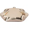 Olga Berg Tally Metallic Faux Leather Frame Clutch In Gold