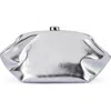 Olga Berg Tally Metallic Faux Leather Frame Clutch In Silver