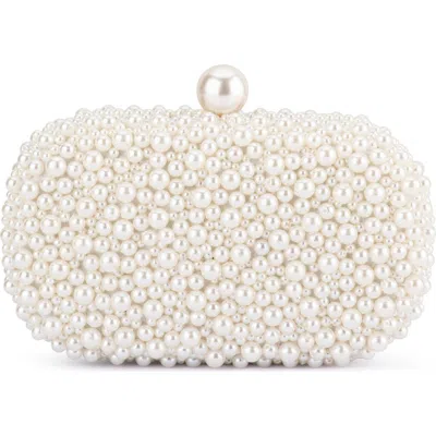 Olga Berg Valentina Faux Pearl Clutch In Pearl/silver