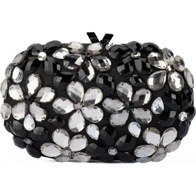 Olga Berg Victoria Flower Embellished Clutch In Black